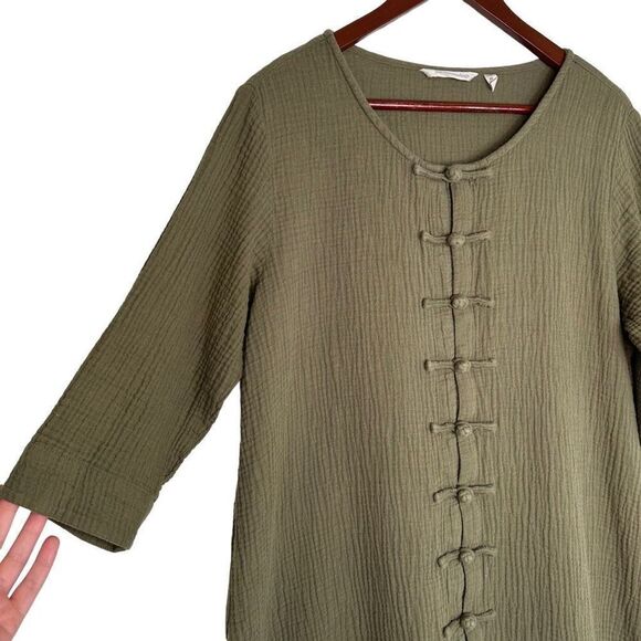 Soft Surroundings Women’s Green Gauzy Cotton Tunic Top Size XL Boho Lagenlook - Picture 3 of 9
